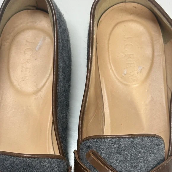 J. Crew Flannel Academy Loafers Gray and Brown Women's Loafers 7.5 - Picture 11 of 12
